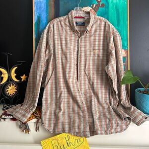 Levi's Tan and Orange Plaid Casual Shirt XL